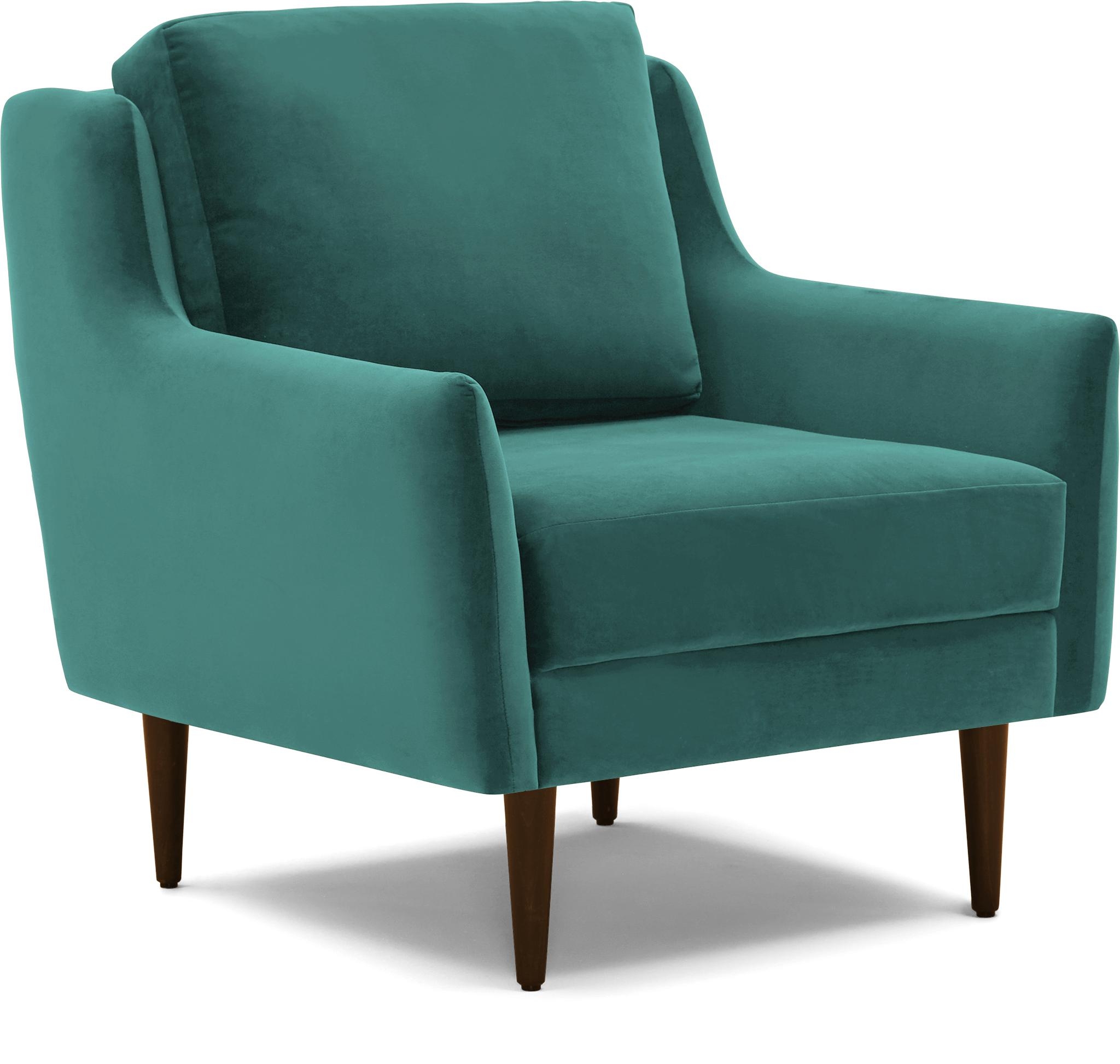 Green Bell Mid Century Modern Chair - Essence Aqua - Mocha - Image 1