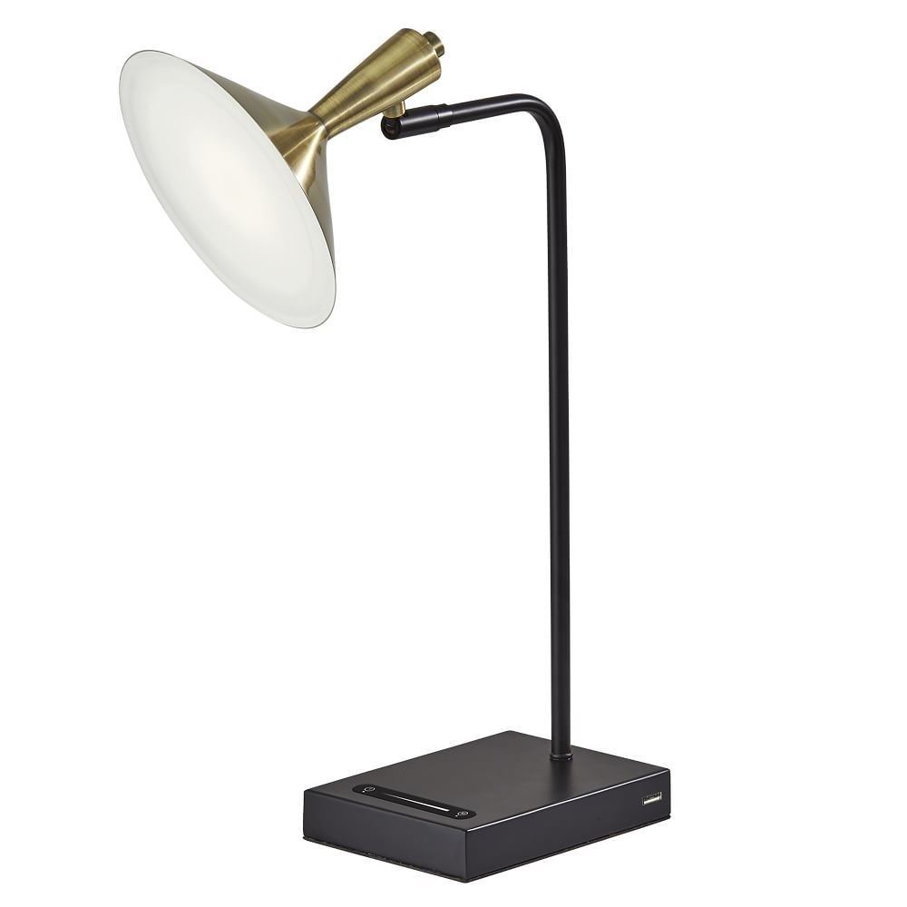 Beveled Shade LED Smart Switch Desk Lamp, 2 Tone Brass & Bronze - Image 0