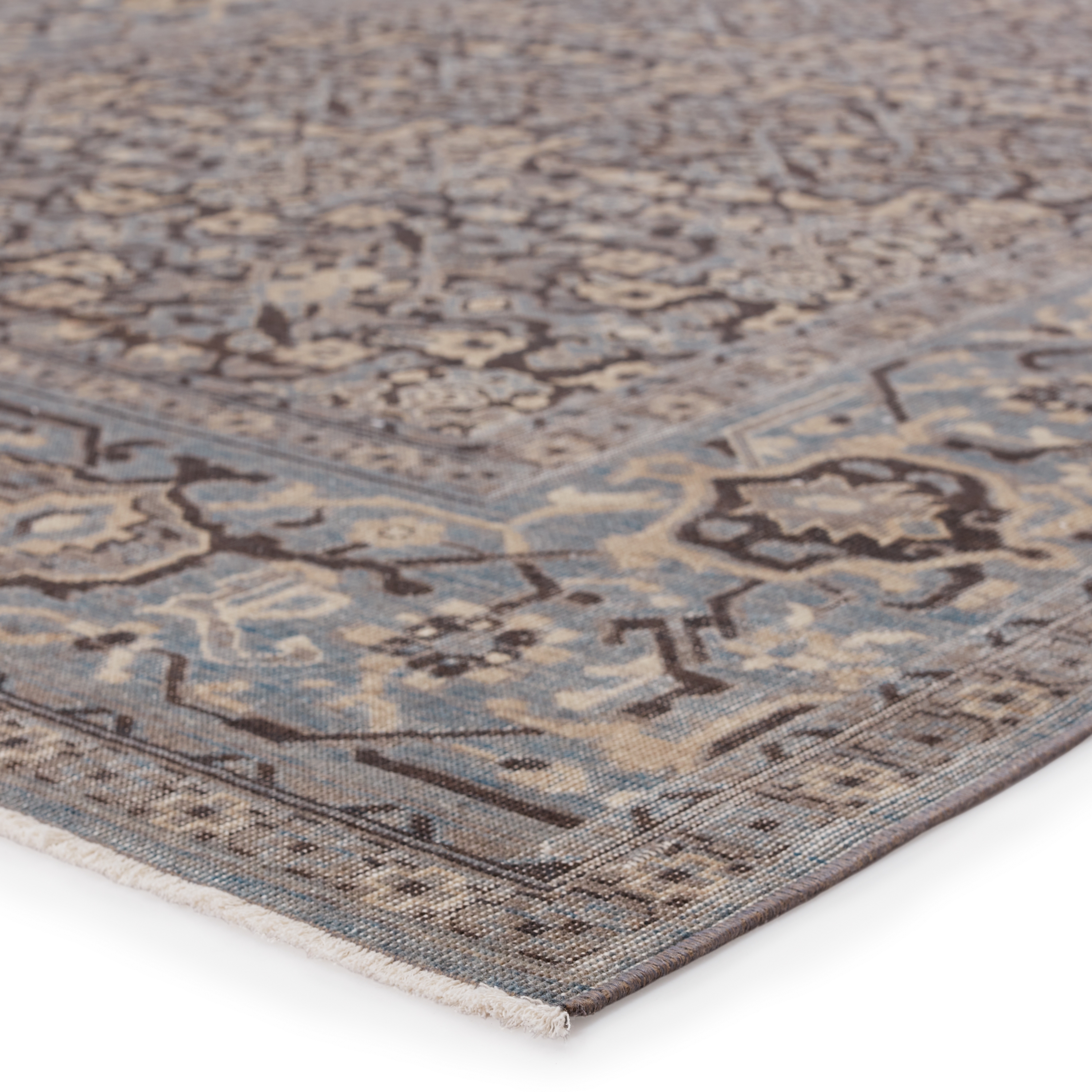 Vincien Oriental Dark Gray/ Blue Area Rug (6'5"X9'9") - Image 1