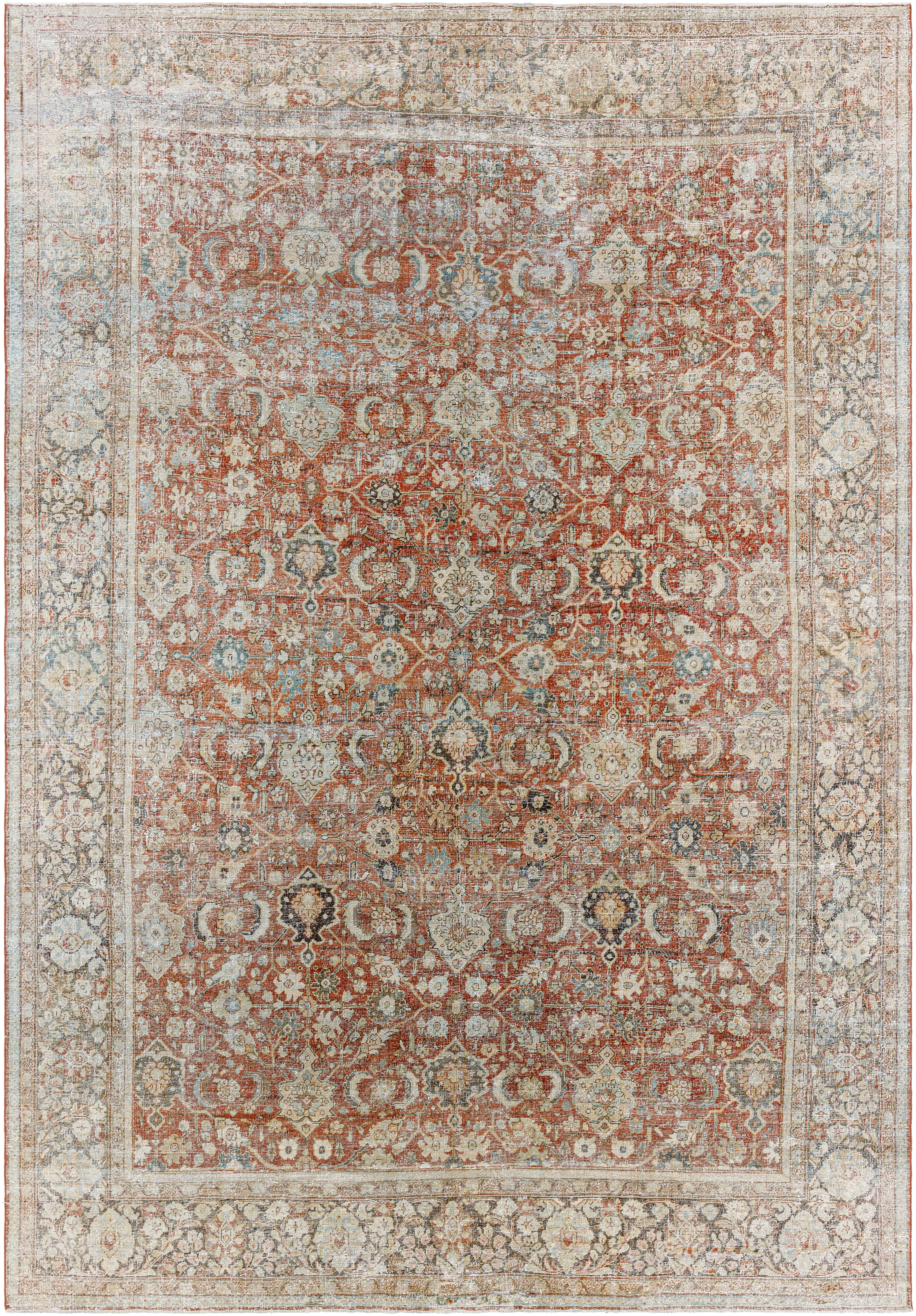 Antique One of a Kind Beige Indoor 10'4" x 15' Handmade Rug - Image 0