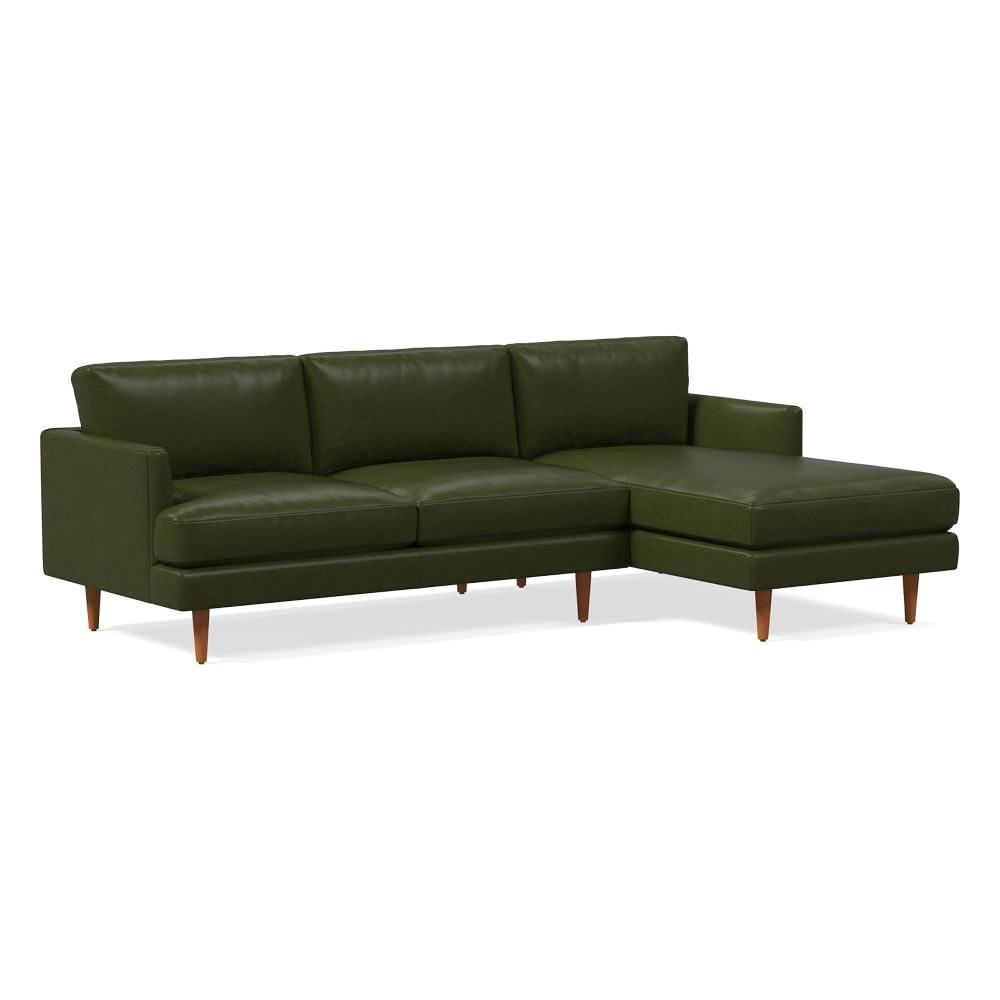 Haven Loft 99" Right 2-Piece Chaise Sectional, Heritage Leather, Verdant, Pecan - Image 0