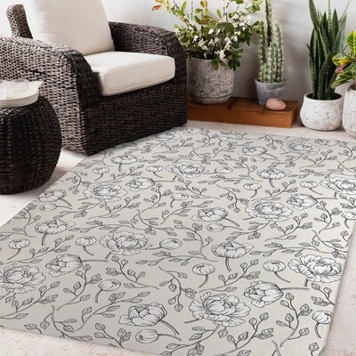 BLOSSOM WHITE IVORY Outdoor Rug By Terri Ellis - Image 0