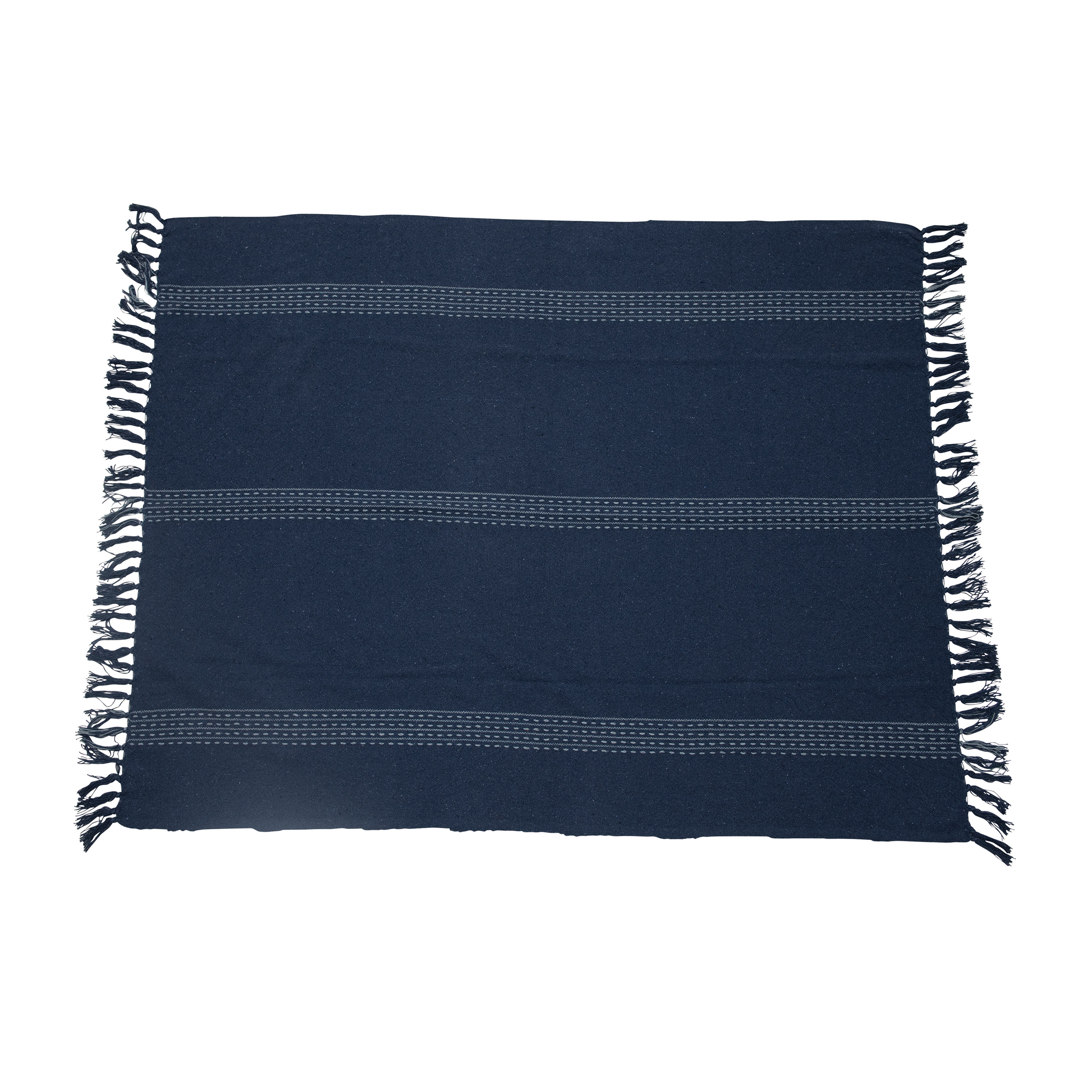 Soft and Cozy Traditional Woven Recycled Cotton Blend Throw Blanket with Stripe Design - Image 0