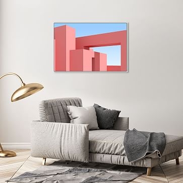 Oliver Gal Architecture Geo 36x24 Pink Framed Art - Image 1