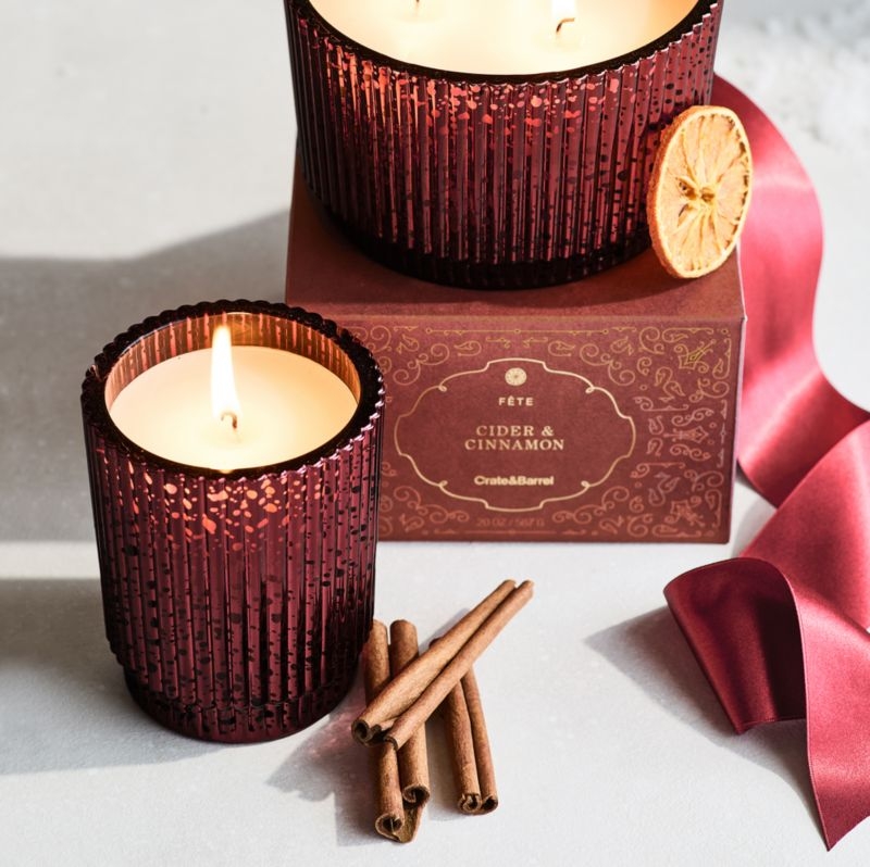 Fete Red Orange Cinnamon Holiday 3-Wick Scented Candle - Image 2