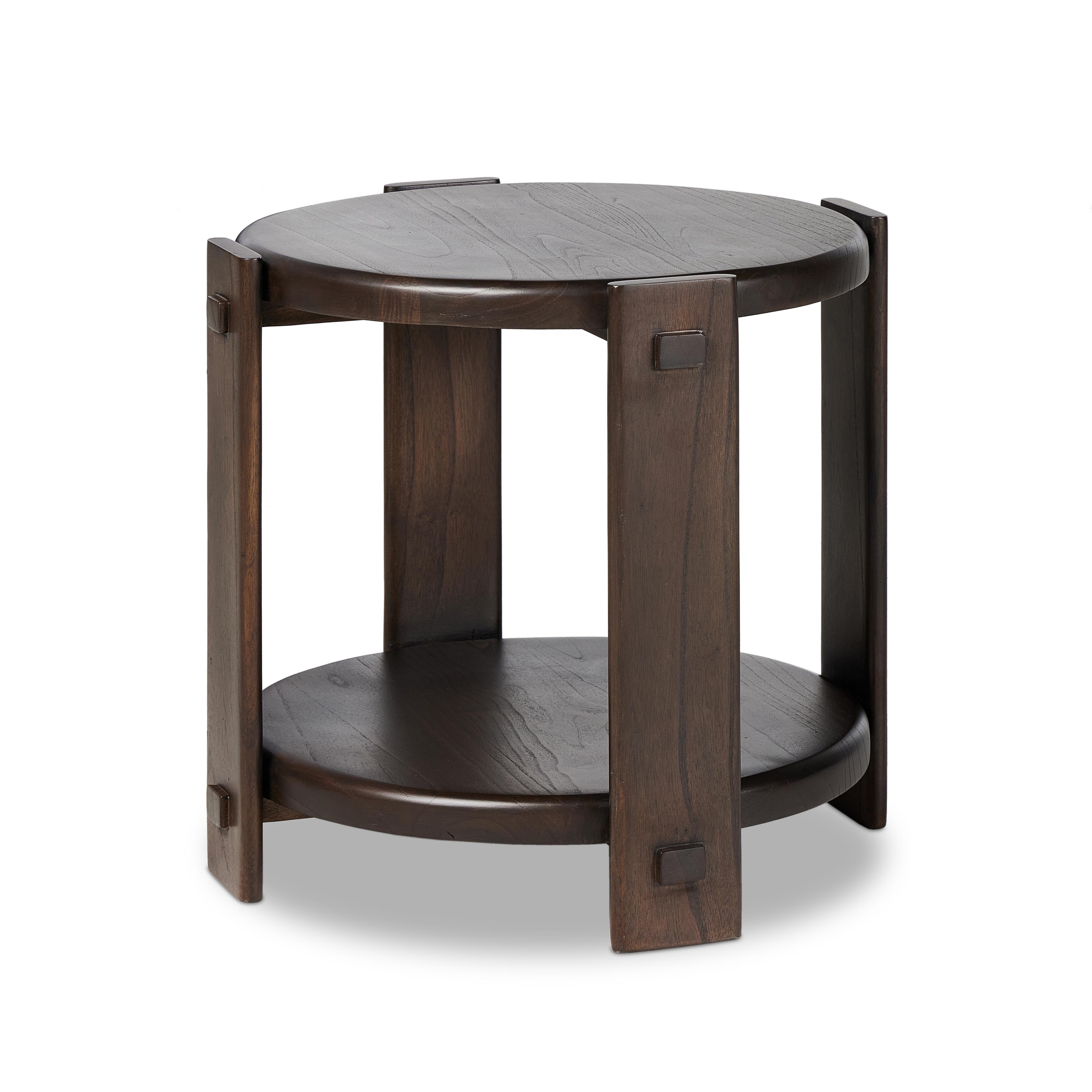 Two Tier End Table-Matte Brown Neem - Image 0