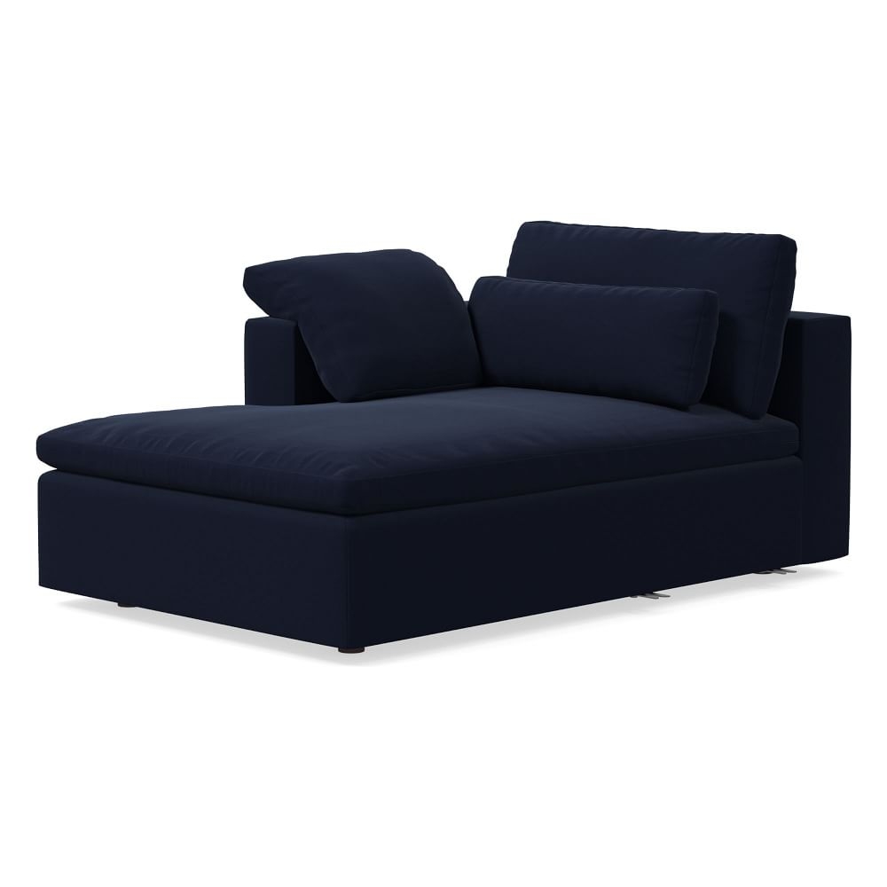 Harmony Modular Left Arm Chaise, Down, Distressed Velvet, Ink Blue, Concealed Supports - Image 0