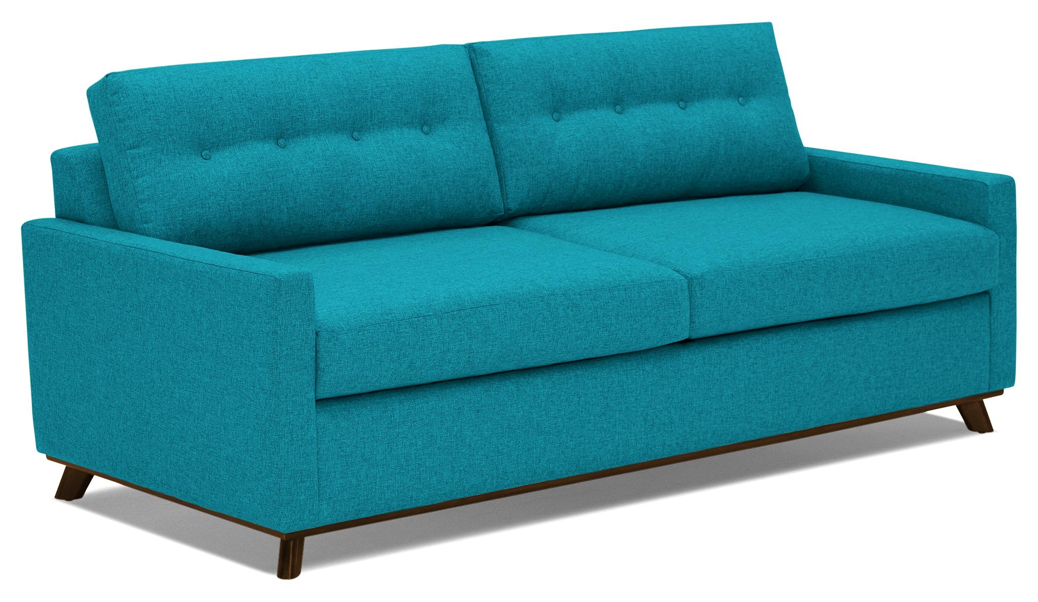 Blue Hopson Mid Century Modern Sleeper Sofa - Vibe Aquatic - Mocha - Image 1