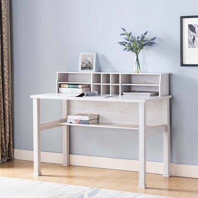 4 Legs 6 Shelves Writing Desk With Built-in Outlet And 2 Usb Ports - Image 0
