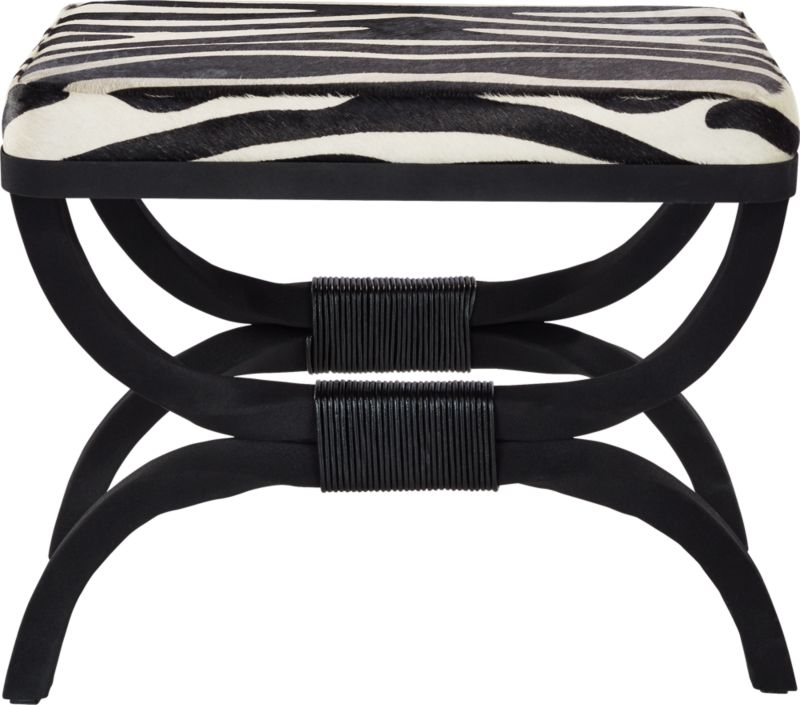 Serpette Zebra Print Cowhide Stool - Image 3