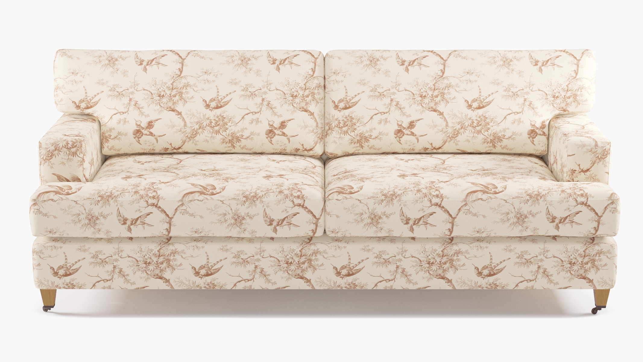Classic Sofa, Terracotta Swallows, Natural with Antique Brass Caster - Image 0