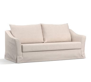 SoMa Brady Slope Arm Slipcovered Sleeper Sofa, Polyester Wrapped Cushions, Textured Basketweave Black - Image 0