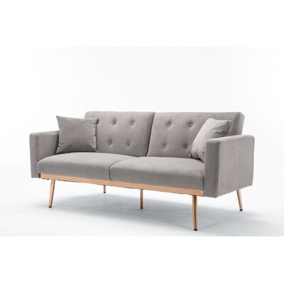 Patchell 68.11" Wide Velvet Square Arm Convertible Sofa - Image 0