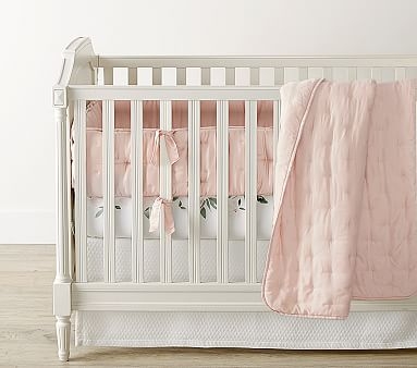 Meredith Quilt Set, PP Meredith Crib Fitted Sheet, Blush Amelia Quilt, Blush Amelia Cribskirt - Image 1