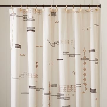 Embroidered Glyphs Shower Curtain, Sand, 72"x74" - Image 3