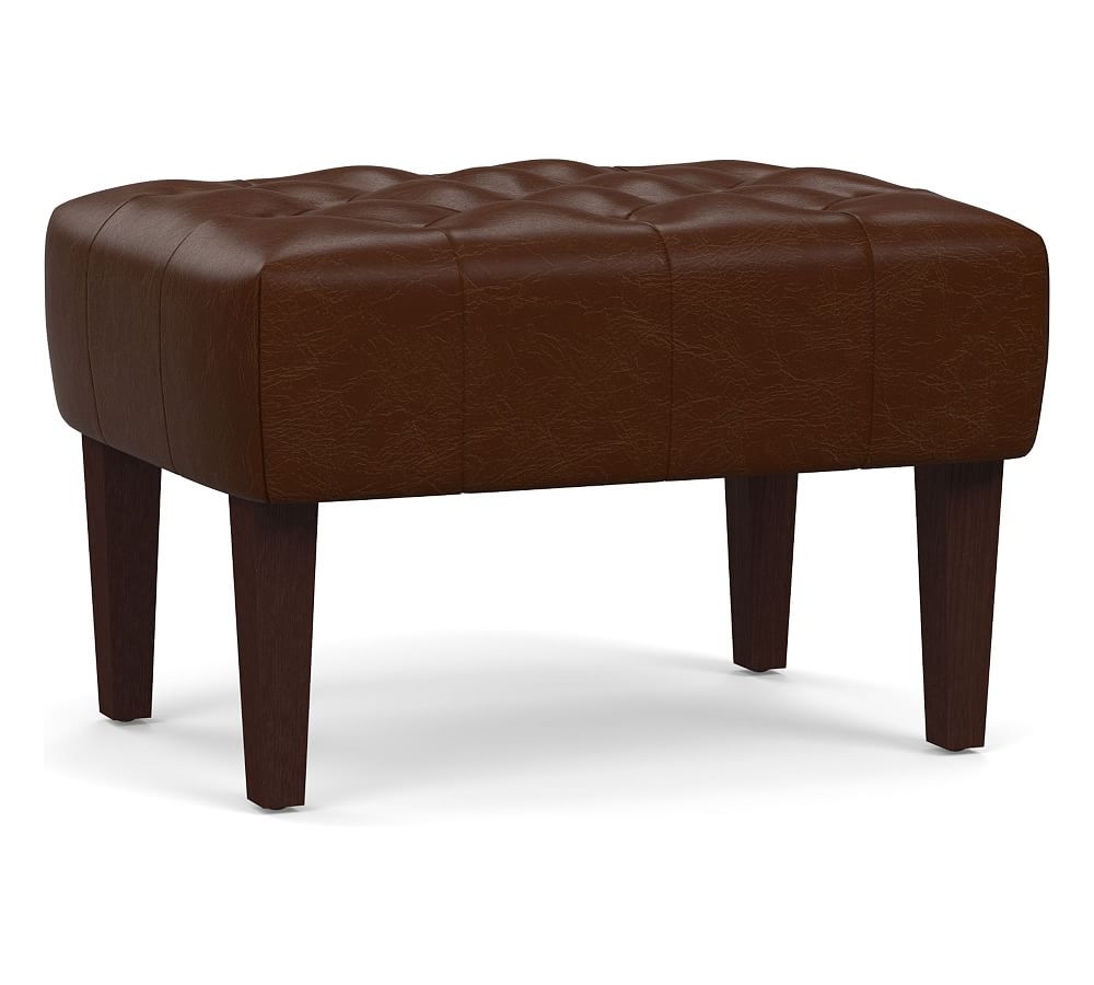 Champlain Leather Tufted Ottoman, Polyester Wrapped Cushions, Legacy Chocolate - Image 0