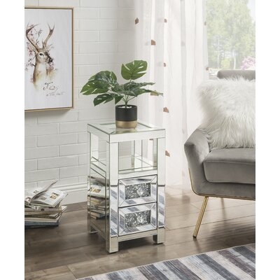 Mikole 2 Drawer & 1 Open Compartment Square Accent Table - Image 0