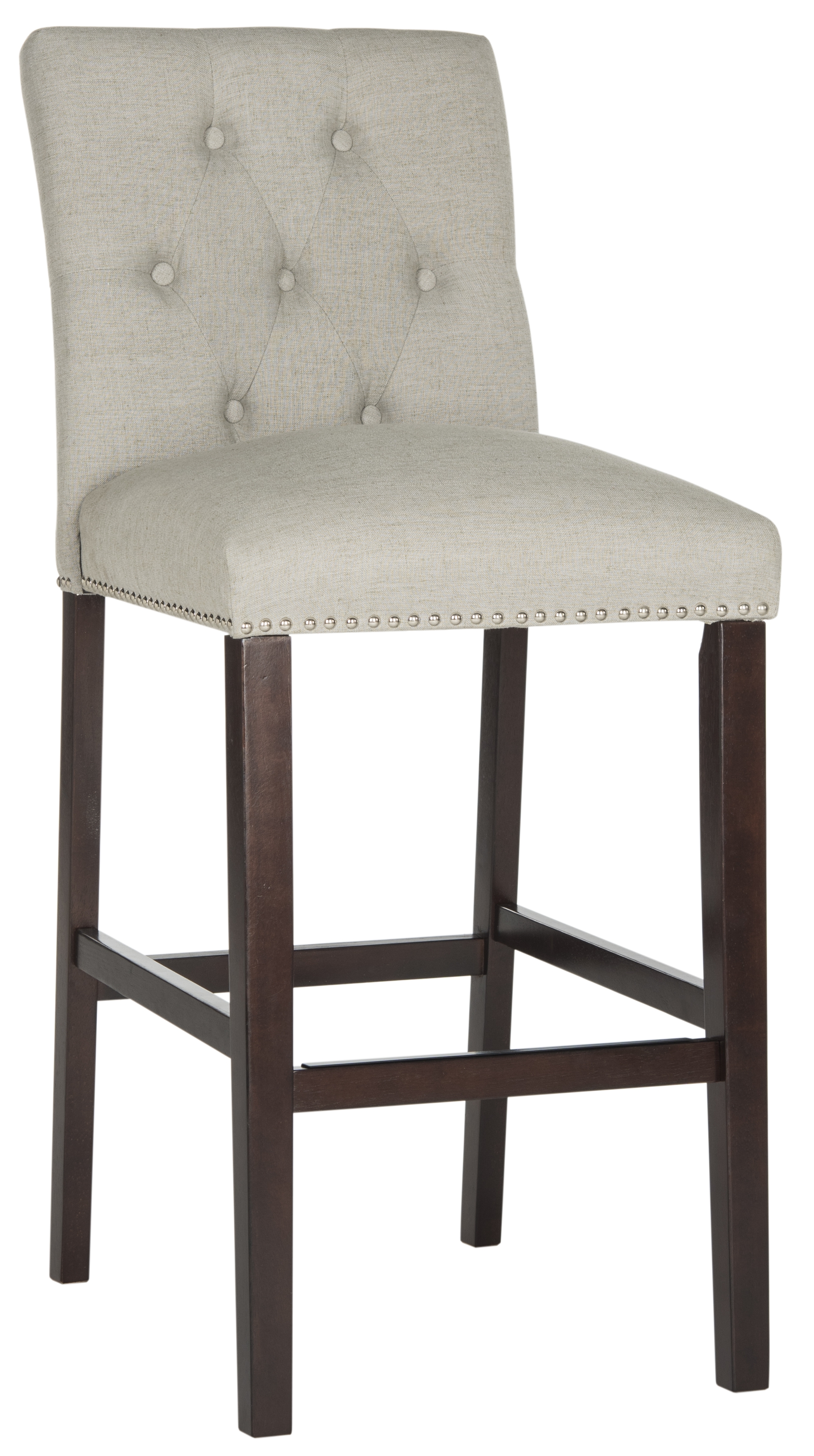 Norah Bar Stool - Light Grey/Espresso - Safavieh - Image 2
