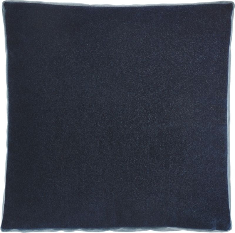 18" Bardo Blue Velvet Pillow with Down-Alternative Insert - Image 2