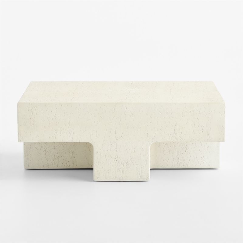 Tito Textured Faux Travertine 40" Square Coffee Table - Image 4