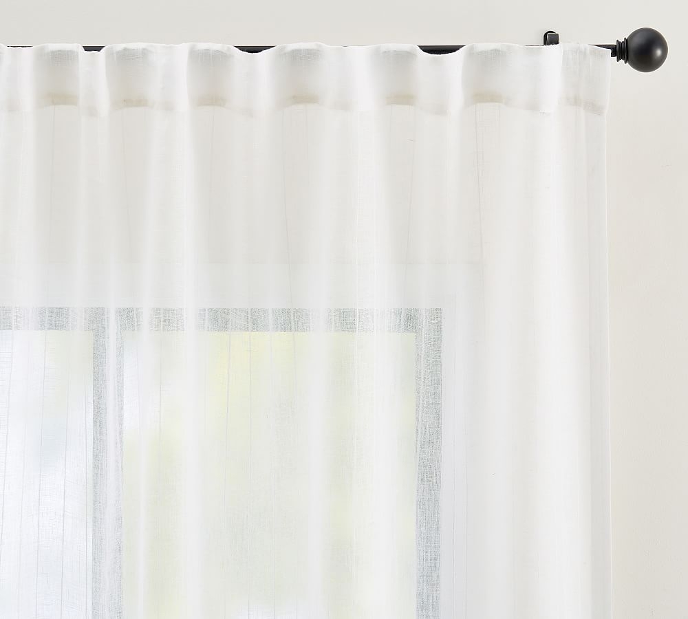 Emery Pinstripe Rod Pocket Sheer Curtain, White, 50" x 84" - Image 2