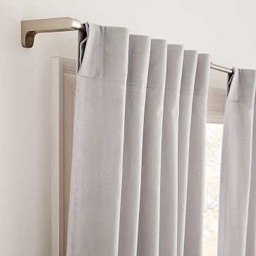 Cotton Velvet Curtain with Blackout, 48"x84", Frost Gray, Set of 2 - Image 2