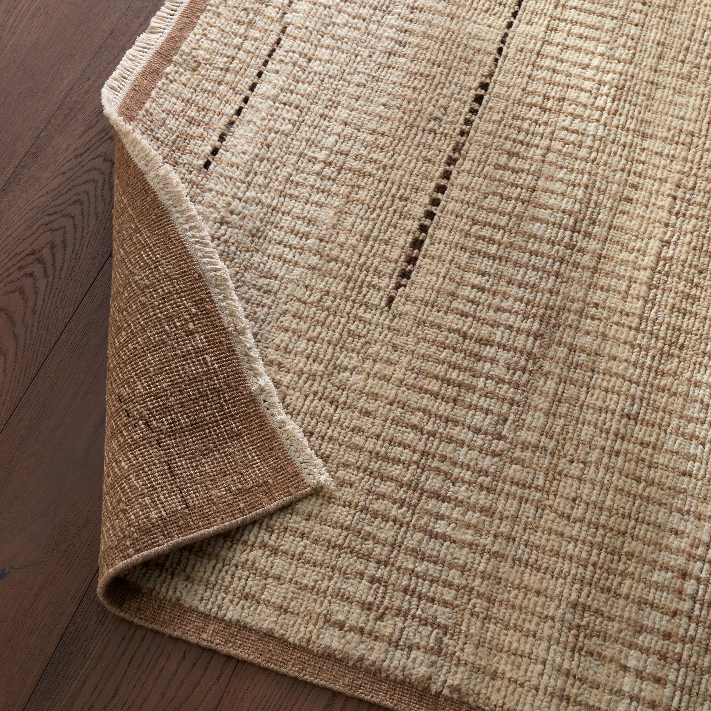 Andar KAZ04 Handknotted Stripes Ivory Area Rug (6'x9') - Image 2