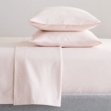 Organic Washed Cotton Sheet Set, Twin + Twin XL, Pink Champagne - Image 0