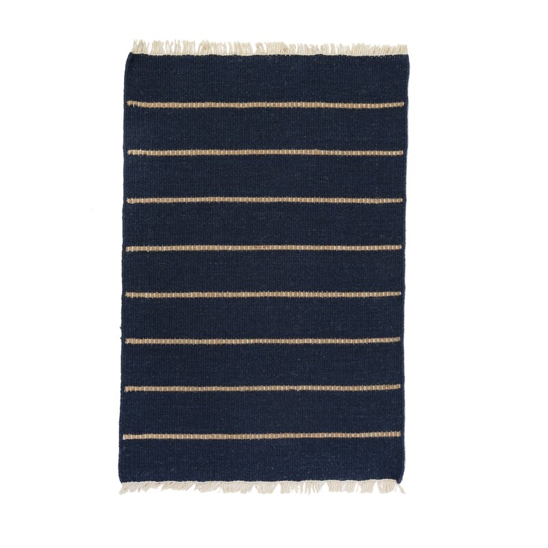 Pom Pom At Home Warby Striped Handwoven Flatweave Navy Area Rug - Image 0