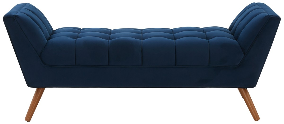 Damian Tufted Bench - Navy / Dark Brown - Image 0