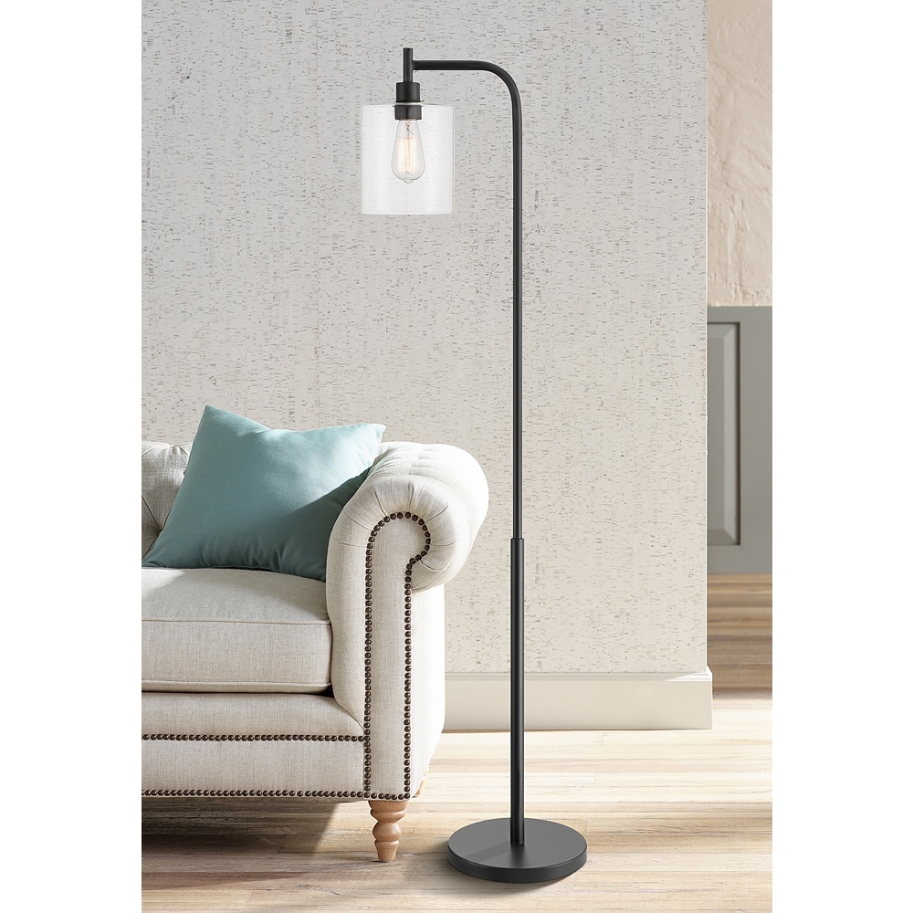 360 Lighting Karis 62 1/2" Glass and Matte Black Downbridge Floor Lamp - Image 0
