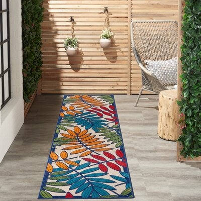 Lahaina Floral Gold/Green/Blue  Indoor / Outdoor Area Rug - Image 0