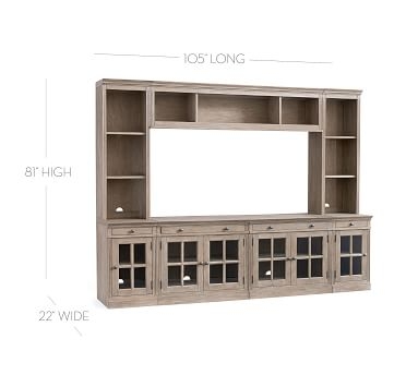 Livingston Medium Entertainment Center with Glass Doors, Dusty Charcoal - Image 5