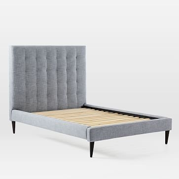 Grid Tufted Tall Bed, King, Chenille Tweed, Slate, Pecan - Image 5