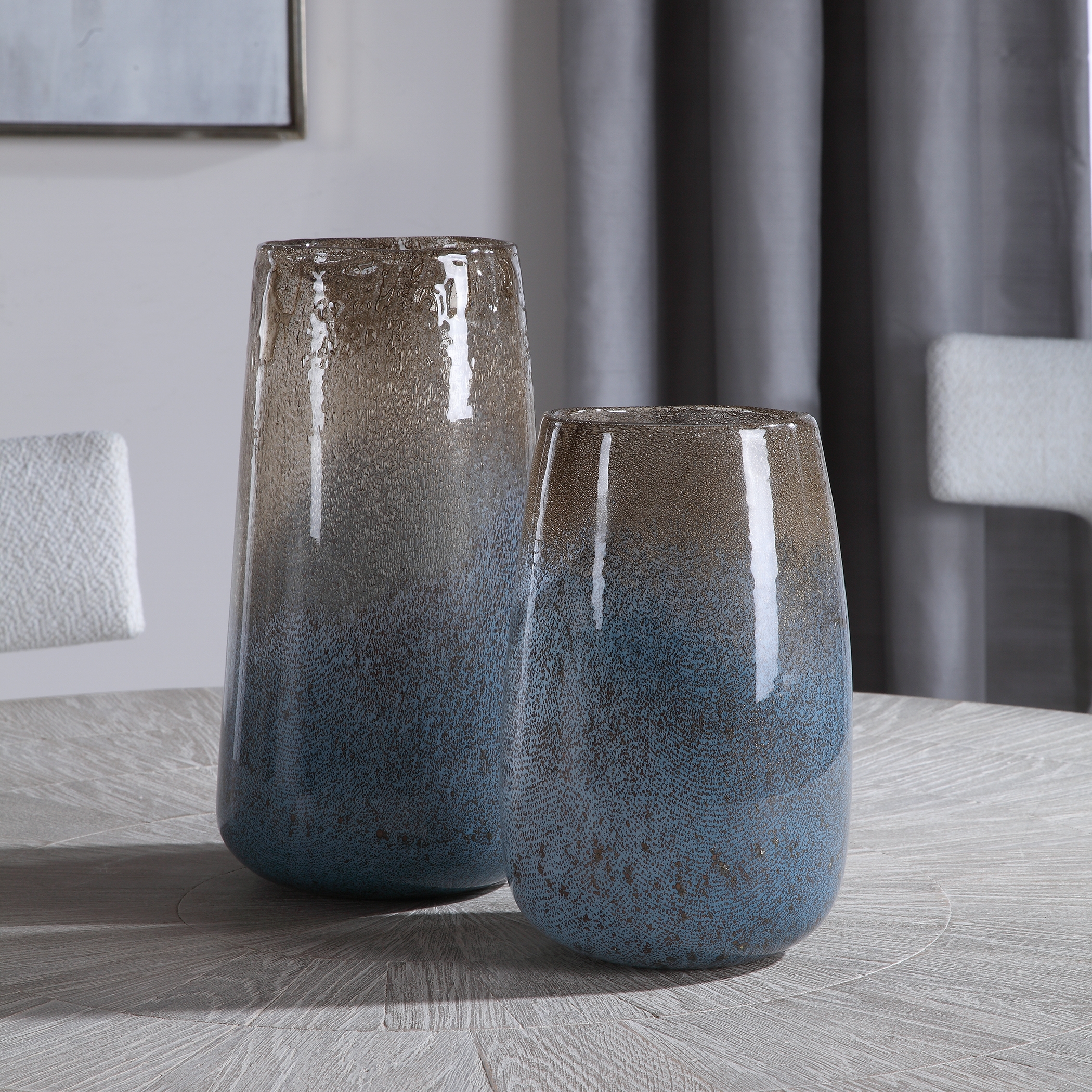 Ione Seeded Glass Vases, S/2 - Image 1
