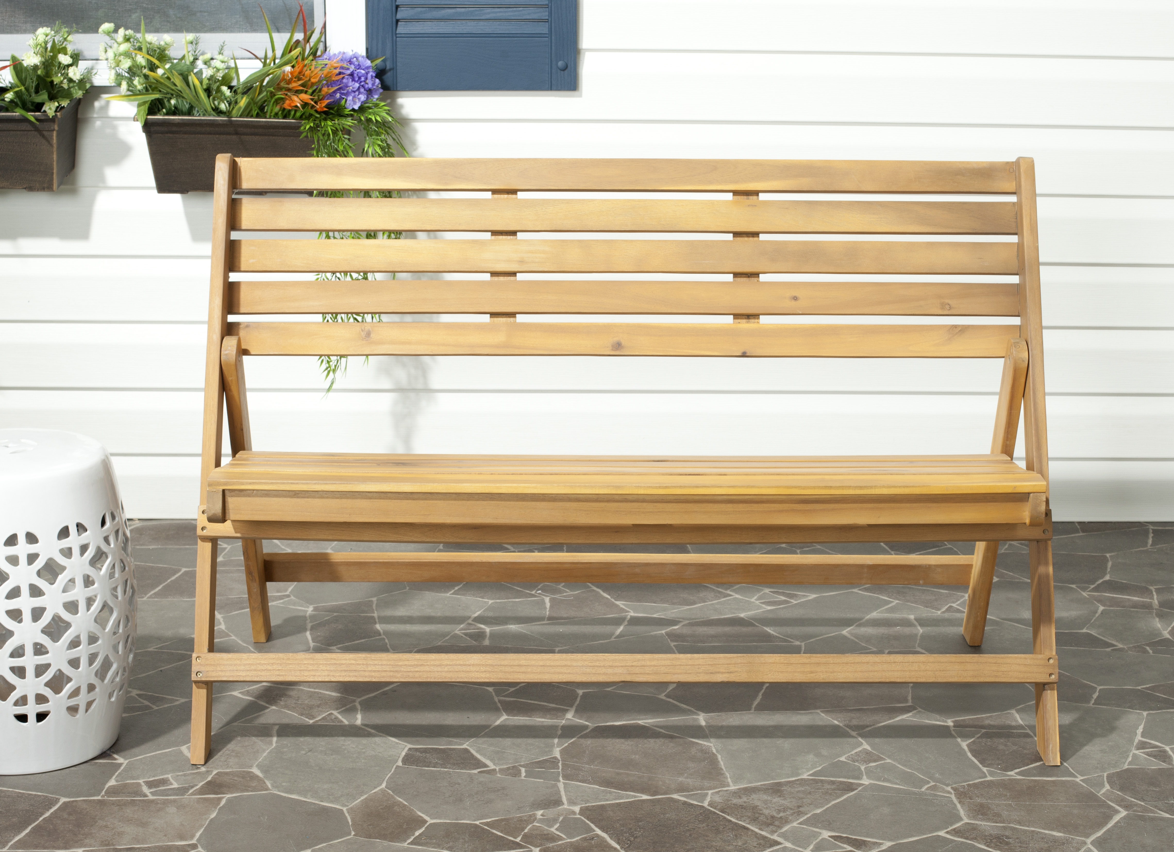 Luca Folding Bench - Natural Brown - Safavieh - Image 3