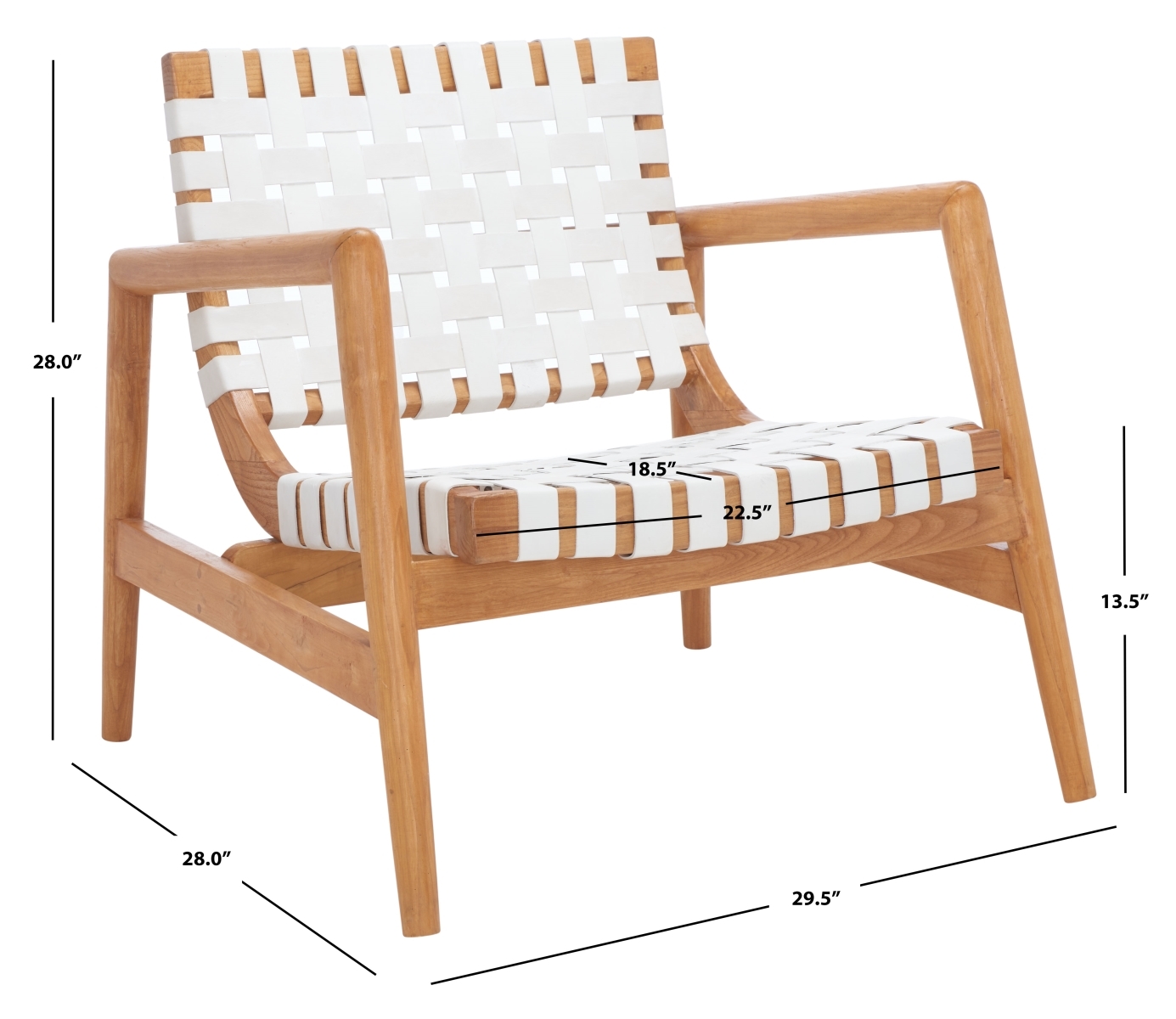 Bellona Leathr Woven Accent Chair - White / Natural - Safavieh - Image 9