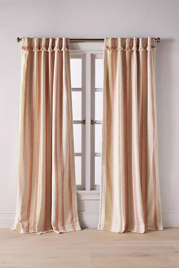 Pieced Stripe Cotton Blend Woven Blackout Curtain - Image 0