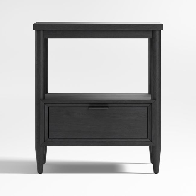 Bodie Ebonized Black Wood Kids Nightstand with Drawer - Image 0