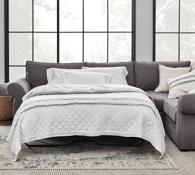 Pearce Roll Arm Upholstered Left Arm 3-Piece Wedge Sleeper Sectional, Down Blend Wrapped Cushions, Performance Twill Metal Gray - Image 1