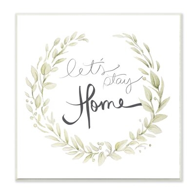 Let's Stay Home Phrase Soft Green Foliage - Image 0