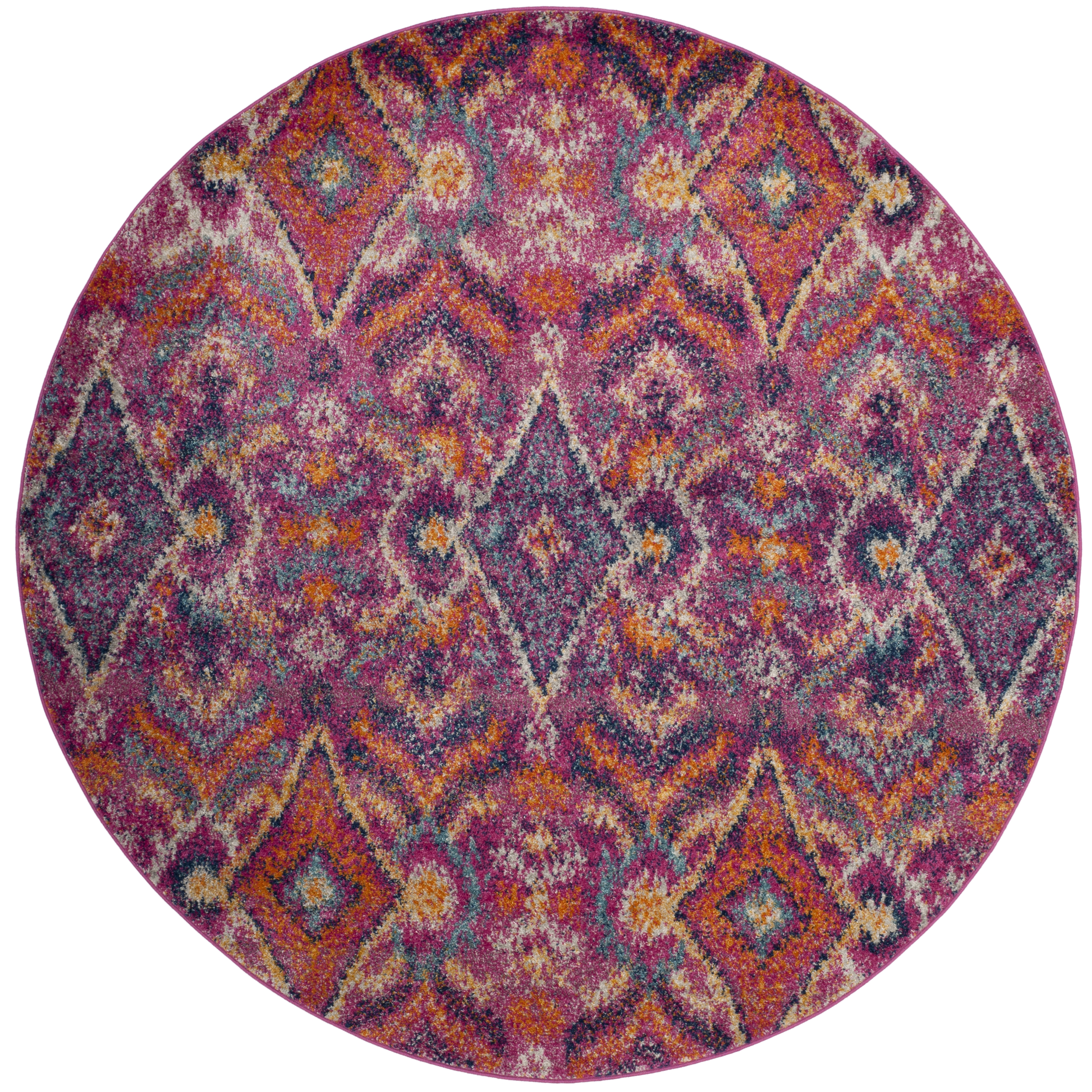 Arlo Home Woven Area Rug, MAD610M, Fuchsia/Multi,  6' 7" X 6' 7" Round - Image 0