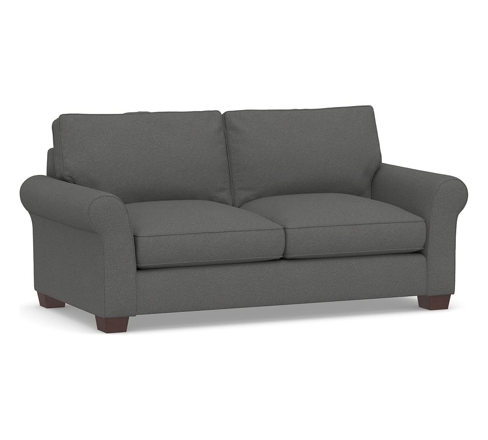 PB Comfort Roll Arm Upholstered Deluxe Sleeper Sofa, Polyester Wrapped Cushions, Park Weave Charcoal - Image 0