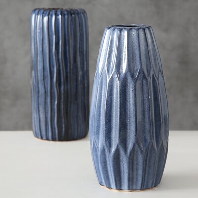 2 Piece Blue Porcelain Table Vase Set - Image 0