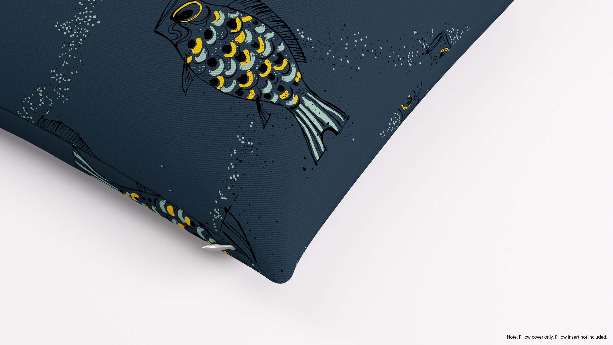 Throw Pillow Cover 22", Indigo Sakana, 22" x 22" - Image 1