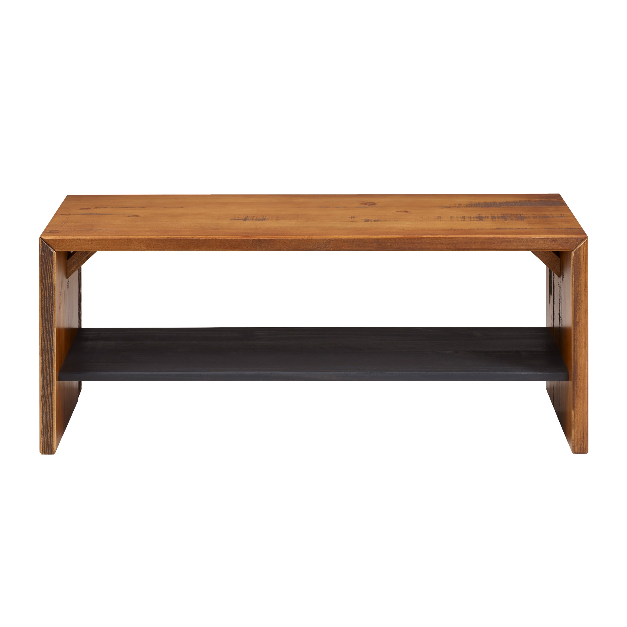 Alpine 42" Rustic Two-Tone Solid Wood Entry Bench - Amber - Image 1