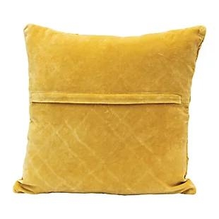 Cotton Velvet Pillow, Mustard Color - Image 1