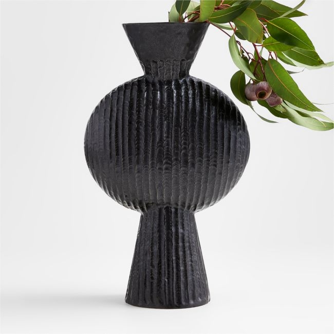 Priem Textured Vase, Black, Large - Image 0