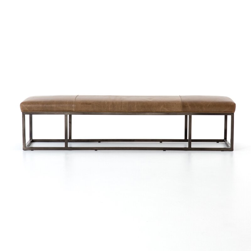 Four Hands Beaumont Leather Bench Upholstery: Warm Taupe Dakota - Image 0