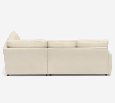 Pearce Square Arm Upholstered 3-Piece L-Shaped Wedge Sectional, Down Blend Wrapped Cushions, Performance Heathered Basketweave Navy - Image 5